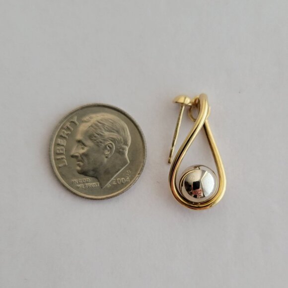 **SOLD**10k Solid Yellow & White Gold Dangle Earrings - Picture 4 of 8